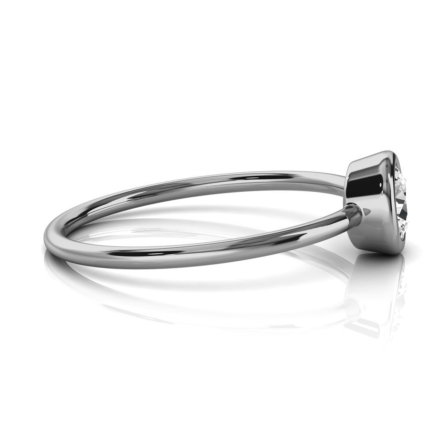 14K White Gold Lavarit Petite Bezel Solitaire Ring